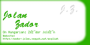 jolan zador business card